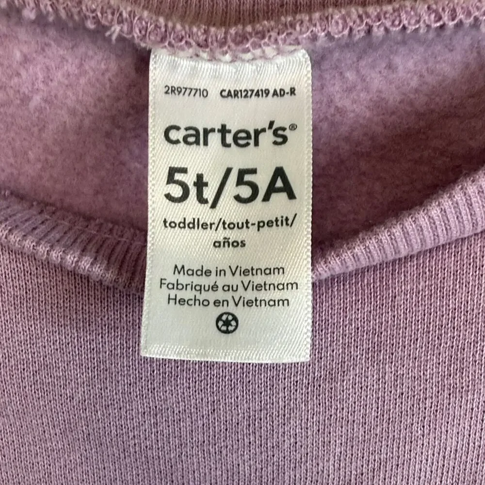 Carter's Purple Kids Heart fleece Sweatshirt size 5T